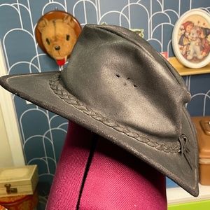 Black Leather BC Hat  Made In Australia Size Large